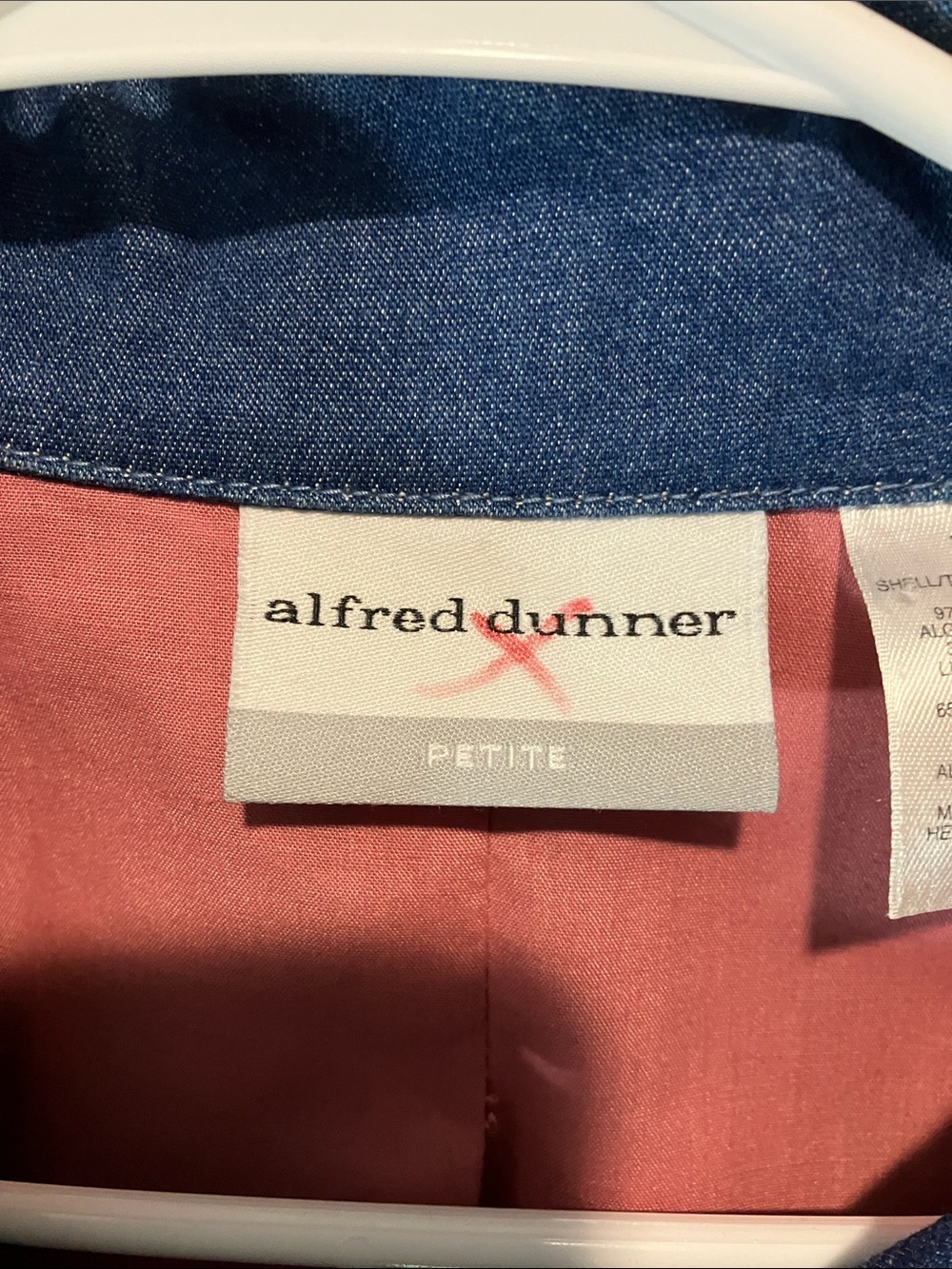 Alfred Dunner Navy Denim Jacket with Pink Floral Embroidery - Picture 2 of 11